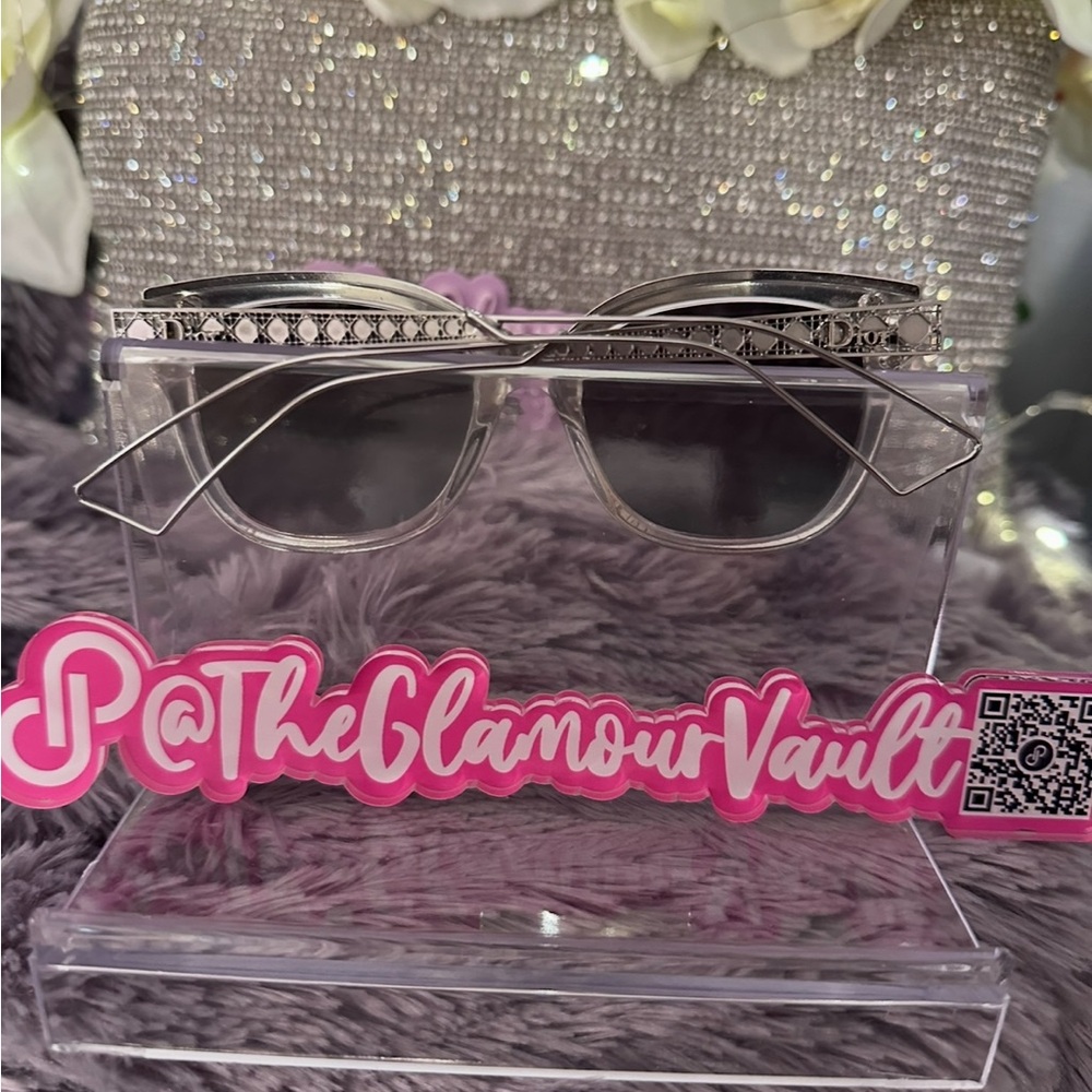 DIOR Silver Oversize Sunglasses Gorgeous Design on arms!! SO TRENDY RIGHT NOW!